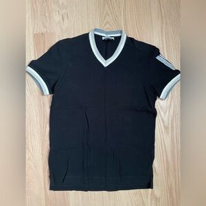 Versace Black V-Neck Tee with White Trim